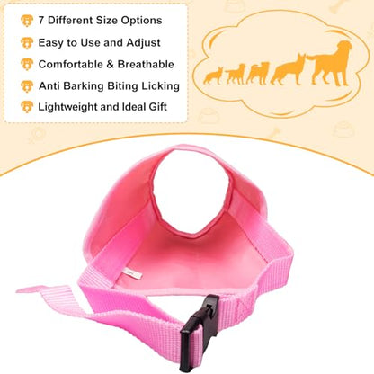Coppthinktu Dog Muzzle Suit - 7PCS Adjustable Muzzles for Small, Medium & Large Dogs - Soft, Comfortable Mouth Cover for Long Snout - color: AB-Pink