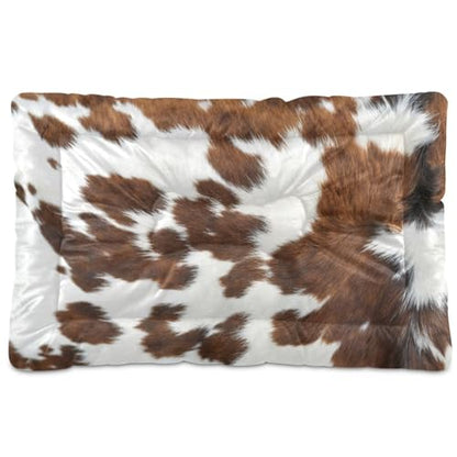 Brown Print Cow Pet Bed Mat for Dogs and Cats, Soft Washable Crate Pad with Non-Slip Bottom, Cozy Bed Cushion for Small Medium Large Pets, 18x24 Inch - size: Small