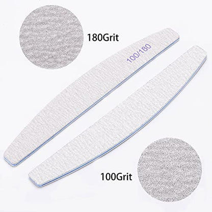 25Pcs 100/180 Grit Nail File Set - Double-Sided Emery Boards for Acrylic, Gel & Natural Nails - Professional Nail Files - size: 25 Count(100/180 Grit)