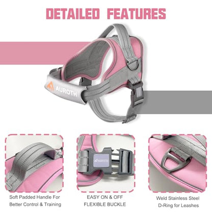 AUROTH Dog Harness and Leash Set, Soft Padded Service Dog Vest with 5.25FT Dog Leash, No Choke, Easy On Pet Vest, Adjustable Reflective No Pull Dog Harness Small Sized Dog, Easy Walking and Training - color: Pink, size: Small