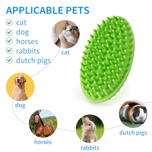 Dog Bath Brush, Green Double-Sided Shampoo Massage Brush, Adjustable Collar Handle for Grooming Short and Long Haired Pets(1pcs) - color: Green(1 pack)