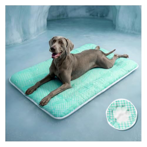 furrybaby Dog Cooling Mat Dog Bed mat, Extra-Thick Dog Crate Pad, Cat Bed, Washable Pet-Safe Magic Cooling Pad for Dogs Cats, Long Lasting Cooling for Crate Bed Indoor Outdoor Summer, 44x32, Mint - color: Mint, size: 44“x32"(X-Large)