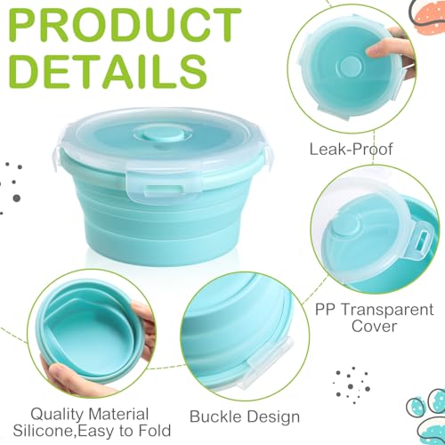 Suclain 4 Pcs Collapsible Bowls with Lids Silicone Camping Food Storage Container Expandable Folding Salad Lunch Box Travel Container for Hiking Camping - color: Red, Pink, Blue, Green