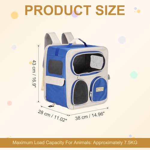 Pet Backpack Carrier, Portable and Ventilated, Nylon Dogs Cats and Small Animals Travel Bag 14.96", (Dark Blue, 1 Pcs), Intended for Hiking/Camping/Traveling - color: Dark Blue