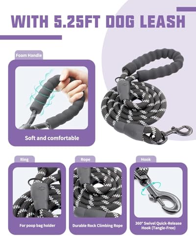 AUROTH Dog Harness and Leash Set, Soft Padded Service Dog Vest with 5.25FT Dog Leash, No Choke, Easy On Pet Vest, Adjustable Reflective No Pull Pet Vest Medium Sized Dog, Easy Walking and Training - color: Purple, size: Medium