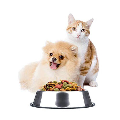Stainless Steel Dog Bowls, 1.5 Cup Cat Bowl with Rubber Base for Cats, Puppy - color: Stainless steel (2Pack), size: 1.5 Cup/7.1" Dia x 1.8" H (2Pack)
