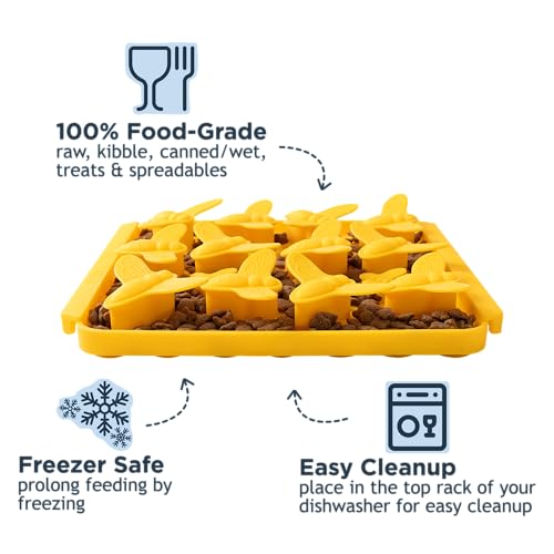 Tall Tails Bee Foraging Mat for Dogs and Cats – Slow Pet Feeder Puzzle Mat for Easy & Engaging Feeding - color: Bee