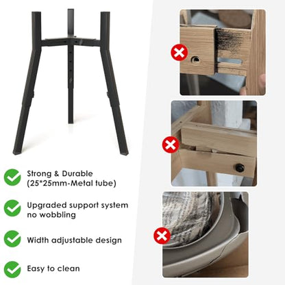 Elevated Dog Bowl Stand for Large Dogs, Adjustable Height & Width,Single Raised Dog Food Water Holder,Bowl Not Included - color: Black, 12.9-18.9H-Square, size: Height: 12.9-18.9", Width: 8.3-12.6"