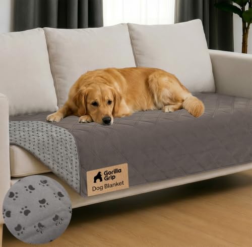 GORILLA GRIP® Waterproof Dog Blanket, Leakproof Couch Cover for Dogs, Silicone Grip Backing, Protects Sofa, Sectional, Bed, Crate, Car & RV, Tear-Resistant Washable Senior Pet Blanket, 30x70 Charcoal - color: Charcoal, size: 30" X 70"