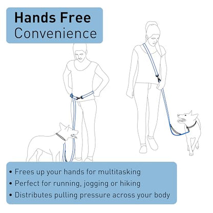 Hands Free Dog Leash - Waist Leash for Walking and Hiking with Medium and Large Dogs, Adjustable 4 to 6 FT Bungee Lead with Traffic Handle by Nuvuq (18-120 lbs, Blue) - color: Blueberry Blue