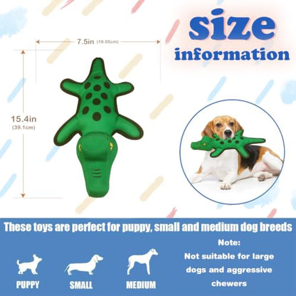 WOWBALA Dog Squeaky Toys,Puppy Teething Toys for Small Medium Dogs | Crocodile Stuffed Animals Dog Toys for Boredom and Stimulating to Keep Them Busy - color: Olive Green