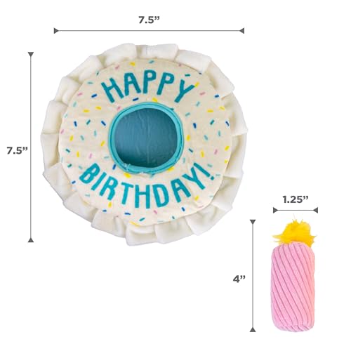 Outward Hound Hide-A-Birthday-Cake Dog Toy – Interactive 2‑in‑1 Plush Puzzle with 3 Squeaky Removable Candles - color: Birthday Cake