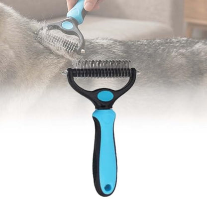 Sakerplus Pet Grooming Tool for Dogs & Cats, Professional Deshedding & Dematting Brush, Stainless Steel Undercoat Rake for Long & Short Hair Pets, Gentle Pet Hair Remover Comb (Blue,Large) - color: Blue,Large