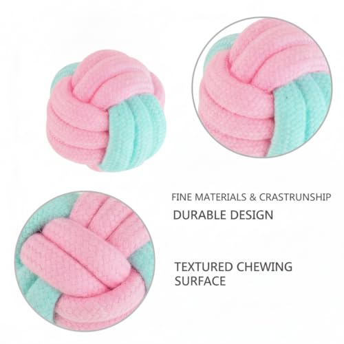 Cotton Rope Knot Ball Dog Toy, Braided Chew and Tug Play Item, 2.4 Inch (1 Set)