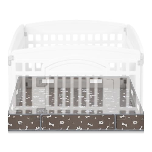 Marsui Dog Playpen Bottom Pad Fits for 36 Inch 4 Panels Pet Exercise Mat Puppy Crate Pad Reusable Washable Pet Training Pee Mat Hoop and Loop Design, Playpen Not Included (Grey) - color: Grey, style: Dog Paw Bone Print