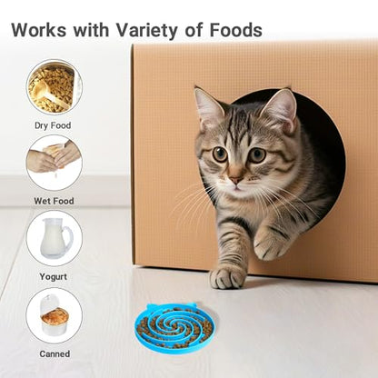Bifeaw Slow Feeder Cat Bowl, Easy to Clean Silicone Bowl, Ideal for Dry and Wet Food (Yellow and Blue) - color: Yellow and Blue