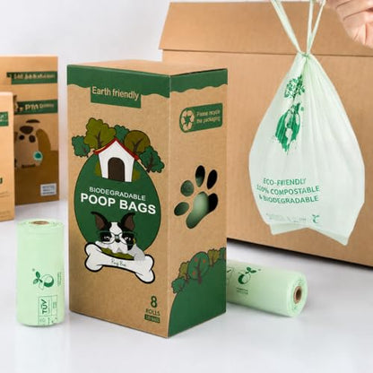 Home Compostable Dog Poop Bags, BPI & OK Compost HOME Certified | 0.6 Gallon, Thick Gusseted Unscented, 80ct, LeakProof T-Shirt Handles for Easy Knotting, Suitable for Small Medium Large Dogs