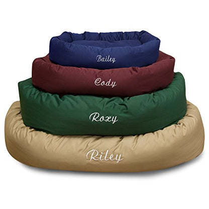 Majestic Pet Personalized Bagel Calming Dog Bed - Washable, Cozy Soft Round Dog Bed with Spine Support - 32x23x7 (Inch) - Medium - Green - color: Green, size: Medium