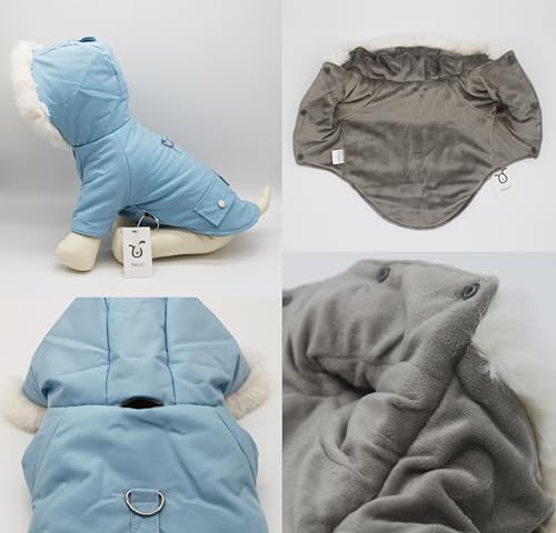 Pet Warm Dog Coat for Winter Cold Weather Clothes Hooded Dog Jacket Small Puppies Medium Large Dog Cat Clothes Insulated Padded Snow Parka - Alexander (Baby Blue, X-Large) - color: Light Blue, size: X-Large