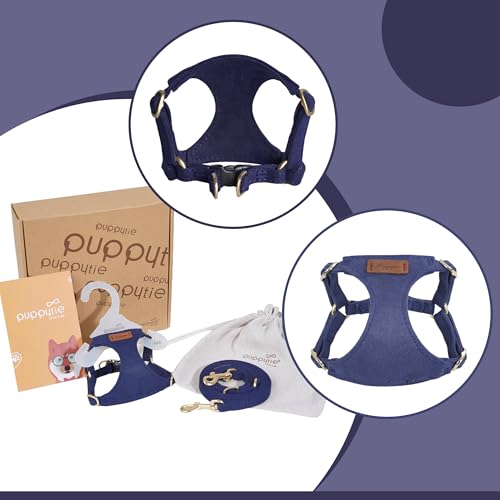 Puppytie Small Dog Harness with Multifunction Dog Leash,Lightweight Soft Adjustable No Choke Escape Proof Pet Harness Vest Pet Harness Vest,Navy,S - color: Navy, size: S(9-17.5lb）