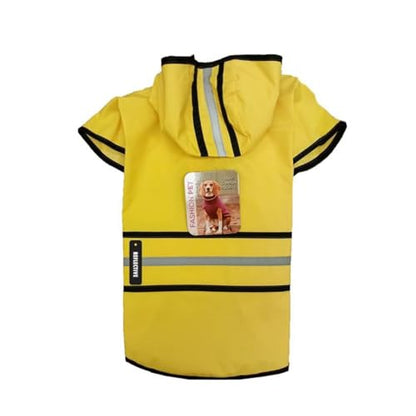 SPOT Rainy Days Slicker - Yellow Dog Rain Jacket With Hood, Reflective Strip for Safety, Leash Hole & Adjustable Velcro Belly Strap, 100% Polyester Water Resistant Pet Raincoat - X-Large, 21in Long - size: X-Large