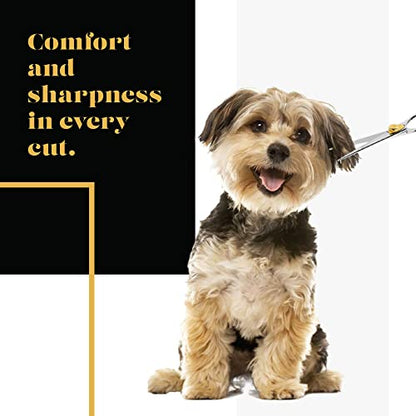 Sharf Gold Touch Pet Grooming Shear | Straight Cat & Dog Grooming Scissors | 7.5 Inch | 440c Japanese Stainless Steel Pet Dog Shearing Scissors | Animal Shears with Removable Comfort Rings - size: 7.5 Inches, style: Straight Scissors - Blunt Tip