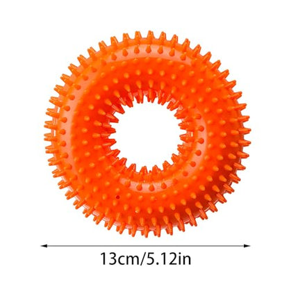 Dog Toys Squeaky - Spiky Ring for Chewers Dog Teething Toy with Rope, Squeaky Puppy Teething Spikey Glitter Ring Chew Toy, Aggressive Chew Indestructible for Puppy Teething Boredom Relief (Green) - color: Green
