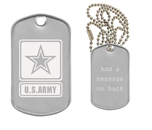 Army Military Dog Tag Necklace - Custom Laser Engraved * Made in USA