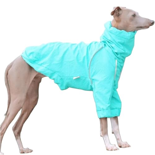 Turtleneck Dog Windbreaker Jacket for Italian Greyhound, Lightweight Windproof Dog Coat with Reflective Strip Whippet Clothing Pet Outdoor Clothes for Small Medium Dogs(Blue,2XL) - color: Blue, size: 2XL