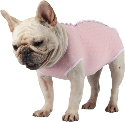 Dog Diapers Suit Period Onesie for Female Dog Sanitary Panties Male Doggy Heat Diapers Cover Fit for Small Medium Dogs Pink Dots/L - size: Large