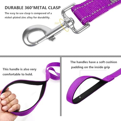Reflective Dog Leash 6 FT Padded Handle Nylon Dogs Leashes for Small Dogs Dark Magenta - color: Refl Magenta, size: Small : 5/8" x 6 FT