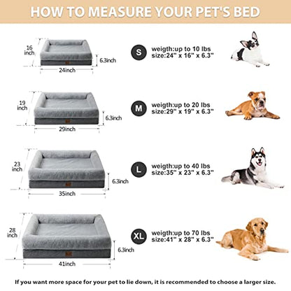 BFPETHOME XL Extra Orthopedic Dog Bed for Large Dogs – Washable Couch-Style Pet Bed with Supportive Bolster Sides, Removable Waterproof Cover, Non-Slip Bottom, Comfortable Dog Bed for Better Sleeping - size: 41.0"L x 28.0"W x 6.0"Th
