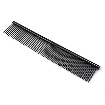 ZoCr Stainless Steel Pet Comb for Dogs Cats, Pet Grooming Comb with Different Spaced Rounded Teeth (Black) - color: Black
