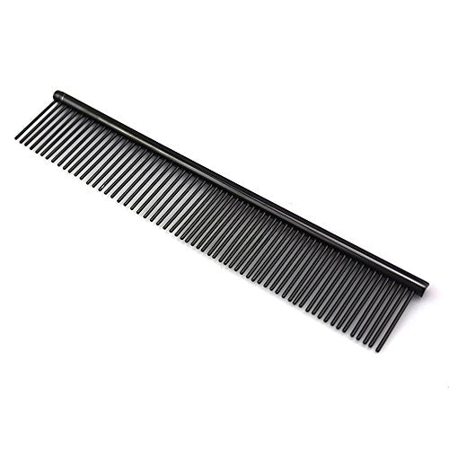 ZoCr Stainless Steel Pet Comb for Dogs Cats, Pet Grooming Comb with Different Spaced Rounded Teeth (Black) - color: Black