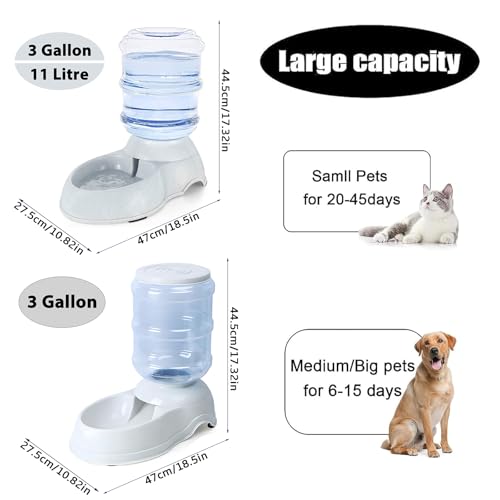 Automatic Dog Feeder and Water Dispenser Set for Large Dogs, 3 Gallon Gravity Dog Cat Food and Water Dispenser Set with Pet Food Bowl,Large Pet Food Water Dispenser Station - size: 3 Gallon Set