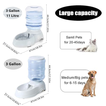 Automatic Dog Feeder and Water Dispenser Set for Large Dogs, 3 Gallon Gravity Dog Cat Food and Water Dispenser Set with Pet Food Bowl,Large Pet Food Water Dispenser Station - size: 3 Gallon Set