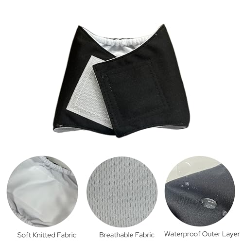 1 Pack 3 Reusable Dog Diapers Washable Male Belly Bands for Dogs, High Absorbing Male Dog Doggie Puppy Wraps (Large, Black Navy Charcoal) - size: Large