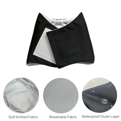 1 Pack 3 Reusable Dog Diapers Washable Male Belly Bands for Dogs, High Absorbing Male Dog Doggie Puppy Wraps (Large, Black Navy Charcoal) - size: Large