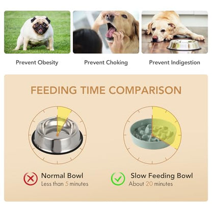 Havniva Ceramic Slow Feeder Dog Bowls, 3.2 Cups Dog Bowl Slow Feeding for Medium and Large Breed, 9.5inch Puzzle Dog Food Bowl Slow Feeder Non-Slip Anti-Gulping and Anti-Choking Reduces Bloating - color: 1 x Light Green-C, size: 9.5inch
