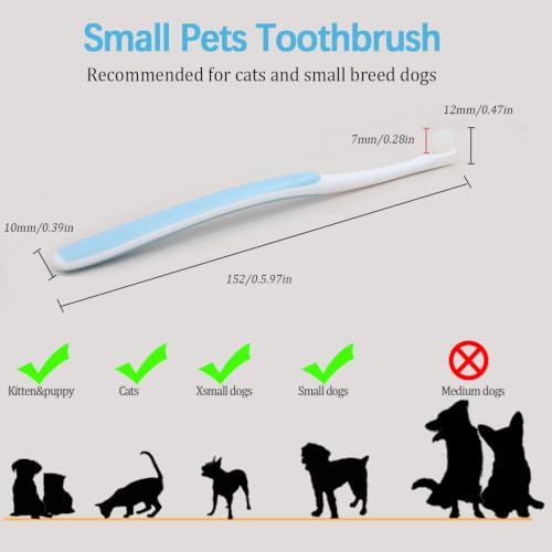JGocot Small Dog Toothbrush,|Micro Brush Head|Nano Bristle|Soft Pet Toothbrush for Sensitive Gum&Teeth, Dog Teeth Cleaning Kit for Puppy, Kitten, Cats&Miniature Toy Size Dogs