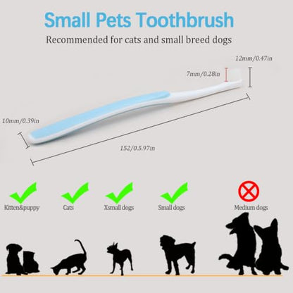 JGocot Small Dog Toothbrush,|Micro Brush Head|Nano Bristle|Soft Pet Toothbrush for Sensitive Gum&Teeth, Dog Teeth Cleaning Kit for Puppy, Kitten, Cats&Miniature Toy Size Dogs