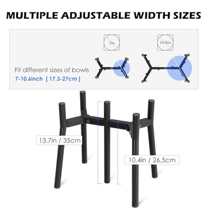 2-in-1 Adjustable Elevated Dog Bowls Stand for 7-10.6" Wide Bowls, Raised Dog Food & Water Bowl Stand, 13.7" Height (Bowl Not Included) - color: Black-HL2, size: Height: 13.7", Width: 7-10.6"