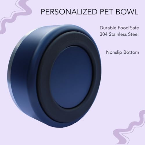 Custom Dog Bowl with Paws and Name - Engraved, Nonslip, Personalized, Custom Cat Bowl, 304 Stainless Steel, Feeding, Pet Supplies (Light Pink, Large -64oz) - color: Light Pink, size: Large -64oz