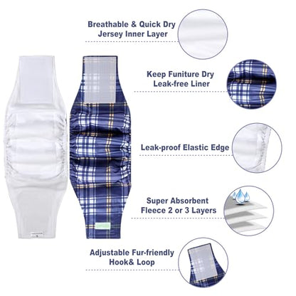 wegreeco Small Dog Diapers Male,Reusable Belly Bands for Male Dogs,Washable Doggie Puppy Male Diapers Wraps,Medium Large Size (5 Pack XX-Large, Checkered Pattern) - color: Checkered Pattern, size: XX-Large