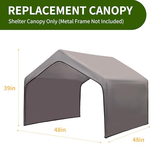 Dog Shade Shelter Dog House Outside Sun Rain Cover 4'x 4'x 3.3', Gray Canopy Roof Only (Metal Frame Not Included) - size: Dog House Cover