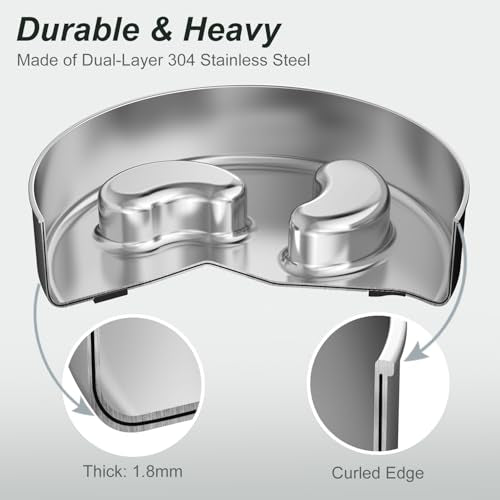 Slow Feeder Dog Bowl-1.5Cups for Small Breeds, Dual Wall Stainless Steel Maze Bowl, Non-Slip Base, Food-Grade Metal Dog Dish to Slow Eating