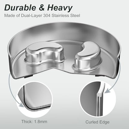Slow Feeder Dog Bowl-1.5Cups for Small Breeds, Dual Wall Stainless Steel Maze Bowl, Non-Slip Base, Food-Grade Metal Dog Dish to Slow Eating