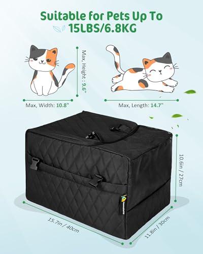 Airline Approved Dog Cat Carrier for Small Dogs & Cats up to 15 lbs, TSA Travel Crate with Safety Zippers, Soft Sided Cat Carrier with Collapsible Bowl, Portable Foldable Puppy Bag
