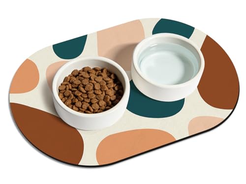 Cat Food Mat Small - 20''x12'' Absorbent Cat Feeding Mat, Pet Water Mats Protect Floor, No Stains Quick Dry Pet Placemats for Food and Water Bowl, Non-Slip Base Cats Bowl Mats for Messy Drinkers - color: Color Patch, size: 20''x12''
