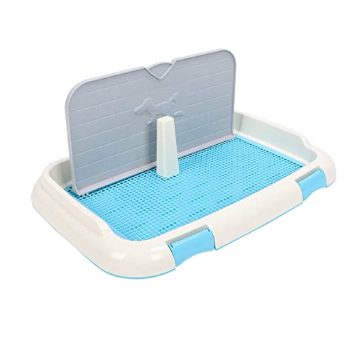 RiToEasysports Dog Potty Tray Indoor Toilet for Small to Medium Dogs Made of Plastic with Wall Cover Easy Clean 66 X 46.5 X 27.5cm (Blue)